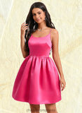 Rosalind Ball-Gown/Princess Scoop Short Satin Homecoming Dress STIP0025714