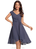 Haven A-line V-Neck Asymmetrical Chiffon Cocktail Dress STIP0020871