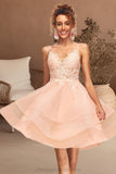 Essence A-line V-Neck Short/Mini Lace Tulle Homecoming Dress STIP0020524