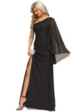 Genesis Sheath/Column Asymmetrical Floor-Length Chiffon Evening Dress With Pleated STIP0020865