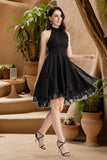 Cora A-line Scoop Asymmetrical Chiffon Homecoming Dress With Pleated STIP0020513