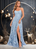 Hortensia A-line Scoop Floor-Length Lace Floral Prom Dresses STIP0025847