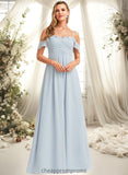 Zoey A-line Cold Shoulder Floor-Length Chiffon Bridesmaid Dress With Ruffle STIP0025723