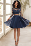 Baylee A-line Scoop Short/Mini Tulle Homecoming Dress STIP0020573