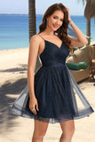 Aurora A-line V-Neck Short/Mini Tulle Homecoming Dress With Pleated STIP0020471