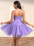 Barbara Ball-Gown/Princess Straight Short Tulle Homecoming Dress With Bow STIP0025717