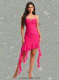 Jazlynn Bodycon V-Neck Asymmetrical Chiffon Homecoming Dress With Cascading Ruffles STIP0025712