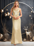 Pauline A-line Cowl Floor-Length Stretch Satin Bridesmaid Dress STIP0025764