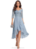 Faith A-line Off the Shoulder Asymmetrical Chiffon Lace Cocktail Dress With Sequins STIP0020832