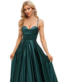 Jazlene A-line Sweetheart Floor-Length Satin Prom Dresses STIP0020969