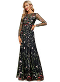 Jaden Sheath/Column Boat Neck Illusion Floor-Length Lace Evening Dress STIP0020796