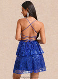 Riya A-line Straight Short Sequin Homecoming Dress STIP0025713