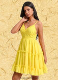 Aryana A-line V-Neck Short Chiffon Homecoming Dress With Ruffle Sequins STIP0025700