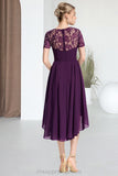 Alexia A-line Scoop Asymmetrical Chiffon Lace Homecoming Dress STIP0020587