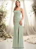 Stella A-line Square Floor-Length Chiffon Bridesmaid Dress With Ruffle STIP0025739