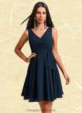 Madeleine A-line V-Neck Short Chiffon Homecoming Dress With Pleated STIP0025644