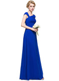 Scarlet A-line Asymmetrical Floor-Length Chiffon Evening Dress With Pleated STIP0020961