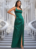 Daniela A-line Square Floor-Length Stretch Satin Bridesmaid Dress STIP0025742