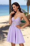 Georgia A-line V-Neck Short/Mini Lace Tulle Homecoming Dress With Beading STIP0020501