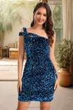 Miley Sheath/Column One Shoulder Short/Mini Sequin Homecoming Dress With Sequins STIP0020487