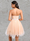 Paola Ball-Gown/Princess Sweetheart Short Tulle Homecoming Dress With Bow STIP0025719