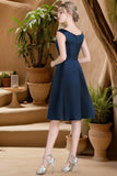 Eve A-line Scoop Knee-Length Satin Homecoming Dress With Cascading Ruffles STIP0020595