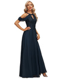 Luz A-line Cold Shoulder Scoop Floor-Length Chiffon Lace Evening Dress With Sequins STIP0020808