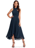 Jill A-line One Shoulder V-Neck Asymmetrical Chiffon Cocktail Dress STIP0020773