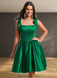 Emily Ball-Gown/Princess Straight Short Satin Homecoming Dress With Bow STIP0025645