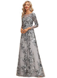 Hailee A-line Boat Neck Illusion Floor-Length Lace Evening Dress STIP0020802