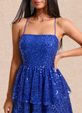 Riya A-line Straight Short Sequin Homecoming Dress STIP0025713