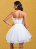 Destinee Ball-Gown/Princess Asymmetrical Short Tulle Homecoming Dress With Bow STIP0025709