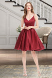 Carlee A-line V-Neck Short/Mini Satin Homecoming Dress STIP0020542