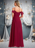 Katelyn A-line Cold Shoulder Floor-Length Chiffon Bridesmaid Dress With Ruffle STIP0025755