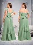 Aliyah Trumpet/Mermaid Off the Shoulder V-Neck Floor-Length Chiffon Bridesmaid Dress STIP0025810