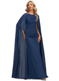 Genesis Sheath/Column V-Neck Floor-Length Chiffon Evening Dress With Pleated STIP0020883