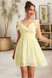 Briana A-line V-Neck Short/Mini Chiffon Homecoming Dress With Ruffle STIP0020474