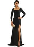 Zaria Sheath/Column Square Sweep Train Jersey Evening Dress STIP0020954