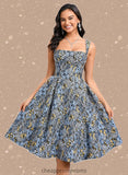 Maritza A-line Square Knee-Length Jacquard Homecoming Dress With Bow STIP0025687