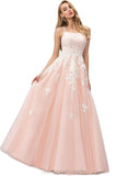 Jan Ball-Gown/Princess Square Floor-Length Lace Tulle Prom Dresses With Sequins STIP0020929