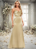 Gwen Trumpet/Mermaid Cowl Floor-Length Stretch Satin Bridesmaid Dress STIP0025792