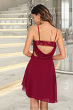 Ellen Sheath/Column V-Neck Short/Mini Jersey Sequin Homecoming Dress With Cascading Ruffles Sequins STIP0020509