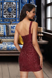 Alicia Bodycon One Shoulder Short/Mini Sequin Homecoming Dress With Sequins STIP0020490