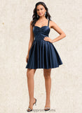 Roselyn A-line Sweetheart Short Satin Homecoming Dress With Pleated STIP0025673