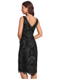 Janae Bodycon V-Neck Knee-Length Sequin Cocktail Dress STIP0020980