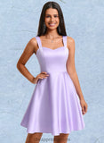 Sarah A-line Sweetheart Short Satin Homecoming Dress With Bow STIP0025682