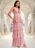 Erin A-line V-Neck Floor-Length Chiffon Bridesmaid Dress STIP0025749