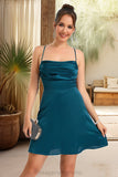 Sarah A-line Cowl Short/Mini Silky Satin Homecoming Dress STIP0020477