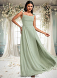 Penny A-line Cowl Floor-Length Chiffon Bridesmaid Dress With Bow STIP0025738