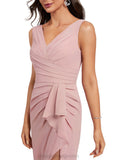 Liberty Sheath/Column V-Neck Asymmetrical Chiffon Cocktail Dress With Pleated Ruffle STIP0020882